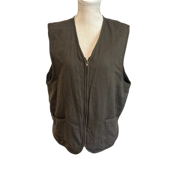 Vintage Bruno Dark Green Men’s Zip Vest Size Large - Picture 1 of 5